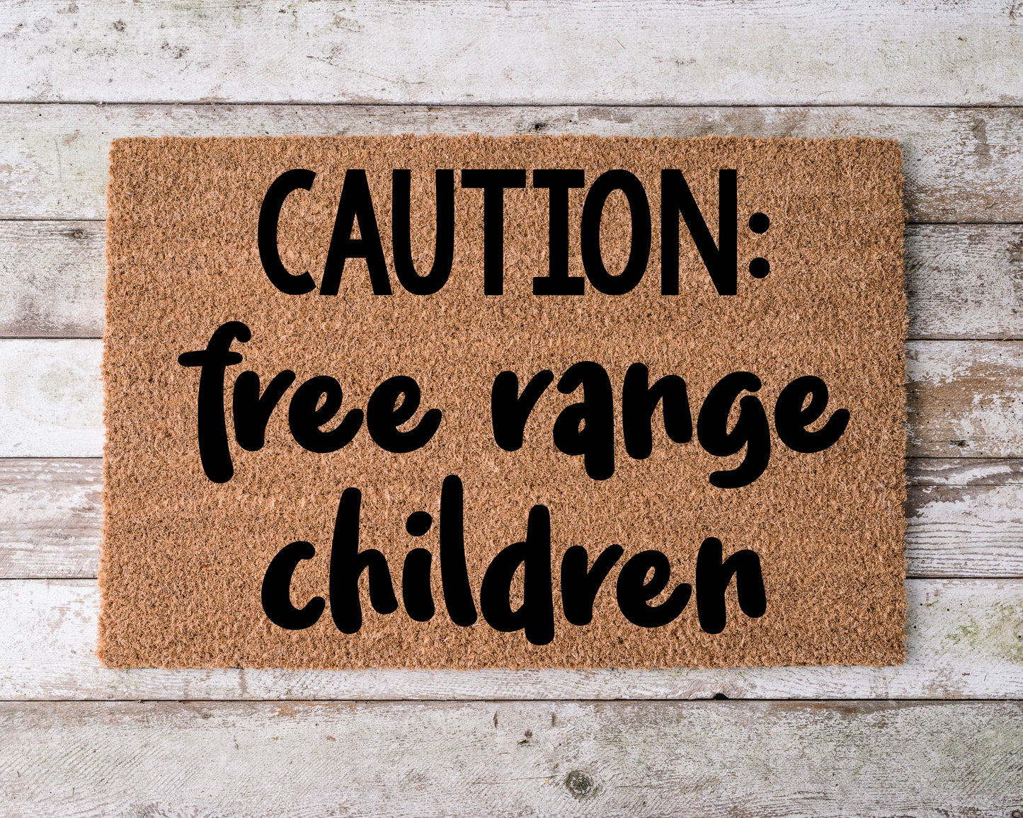 Caution: Free Range Children Welcome Mat WM015