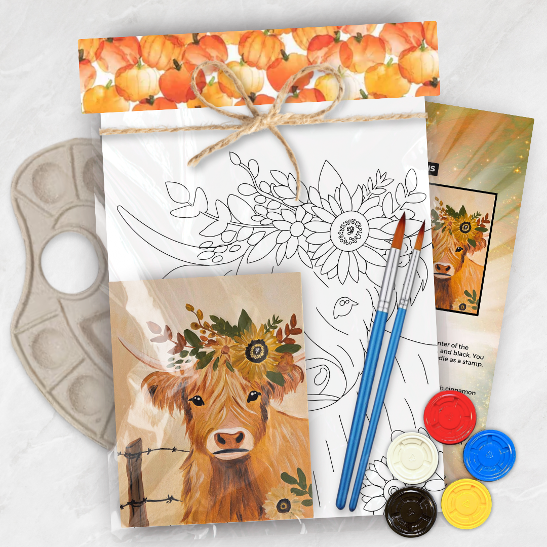 Highland Cow Canvas Paint Kit
