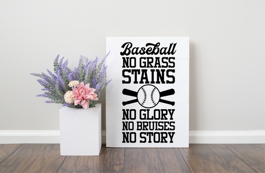 Baseball No Grass Stains No Glory No Bruises No Story JHD0057